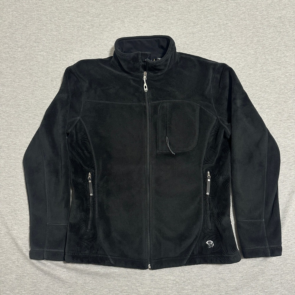 Mountain‎ Hardwear Full Zip Fleece Jacket Textured Black Womens Size Large